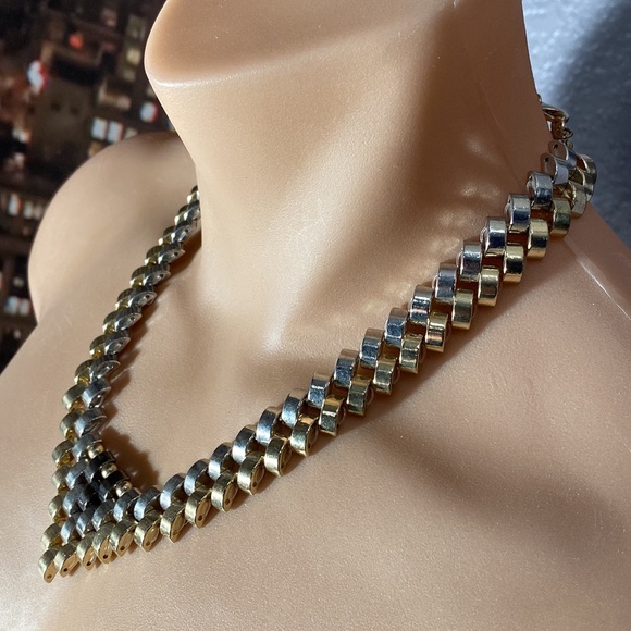 EXPRESS - necklace: signed gold / silver toned linked, adjustable - Picture 3 of 16